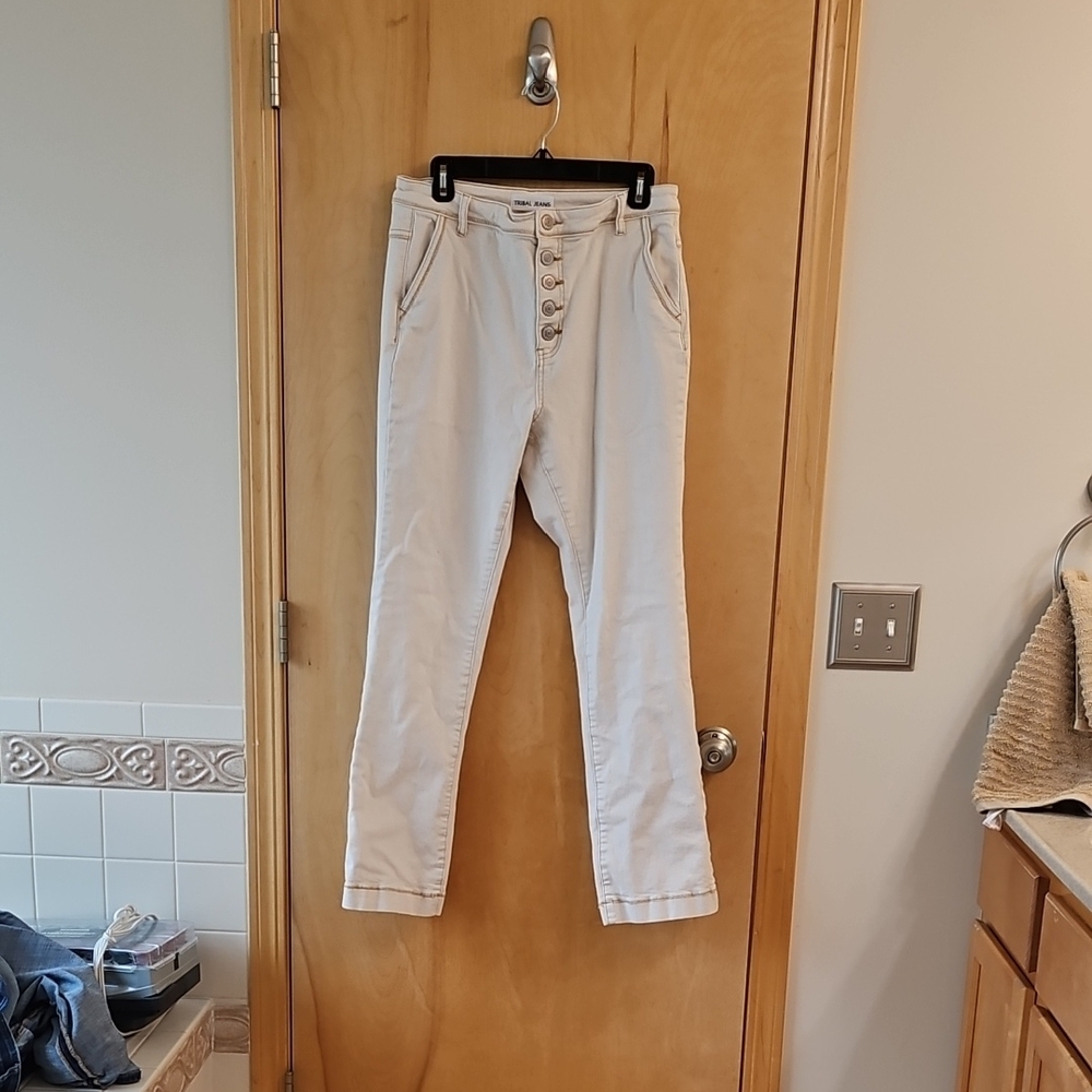 Tribal Women's Boot Cut Jeans in Cream